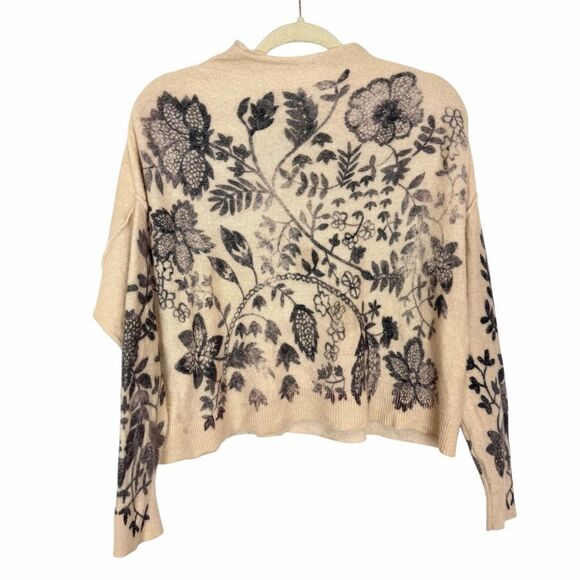 Anthropologie The Alani Cashmere Mock-neck Sweater Beige Floral Pilcro Small - Picture 4 of 16